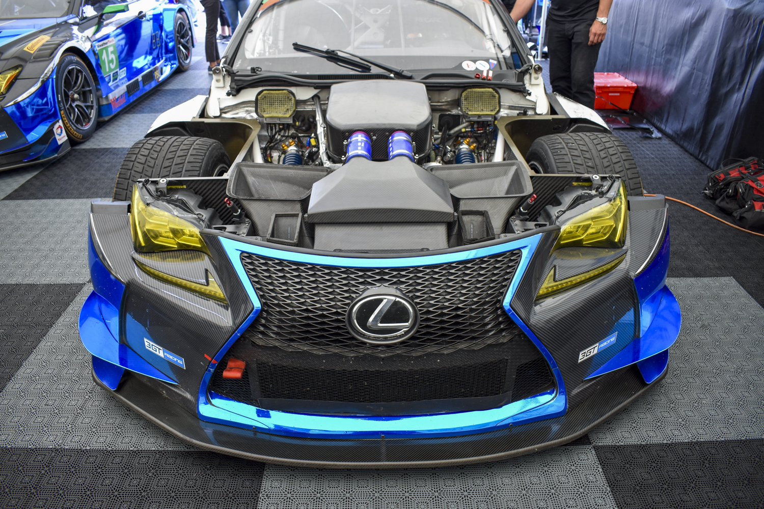 Close-up of the engine and front side for the Lexus RC F GT3