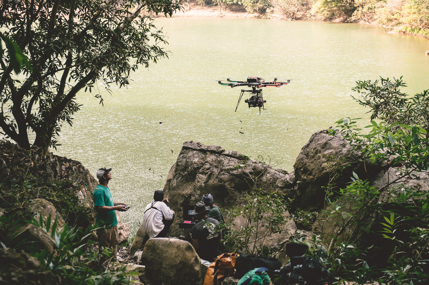 Red Bull Blood Road behind the scenes flying drone over river
