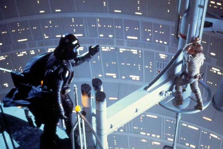 Darth Vader reaches for Luke in The Empire Strikes Back.