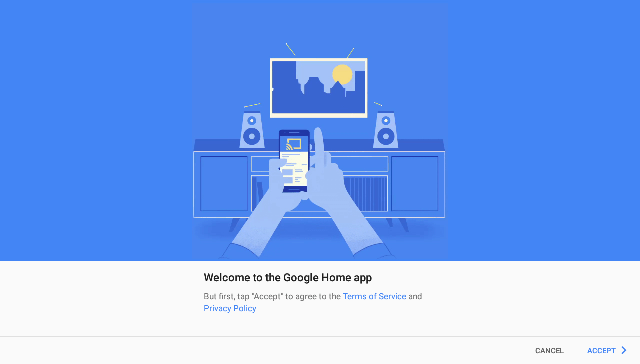Pantalla de bienvenida de Google Home.
