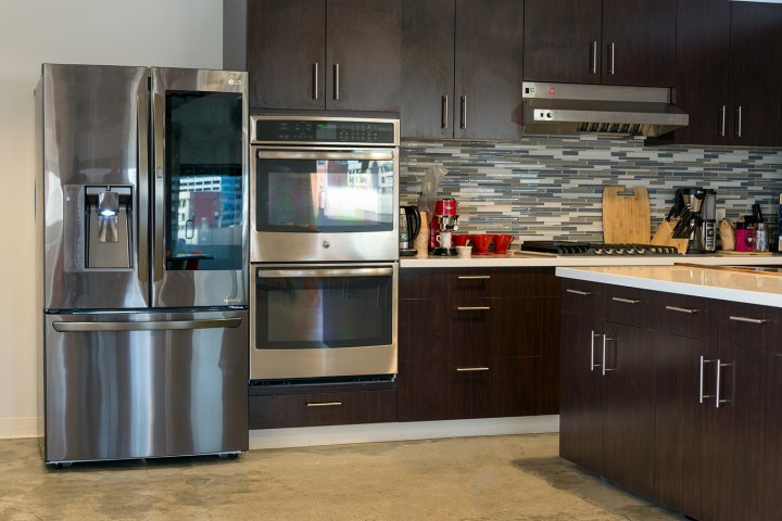 LG Instaview Refrigerator 2017 in kitchen angle