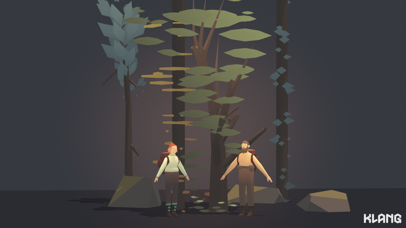 Seed Concept Art featuring male and female characters and different trees