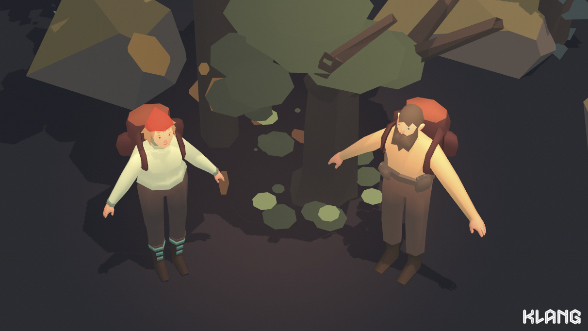 Seed Concept Art above angle of male and female characters in forest