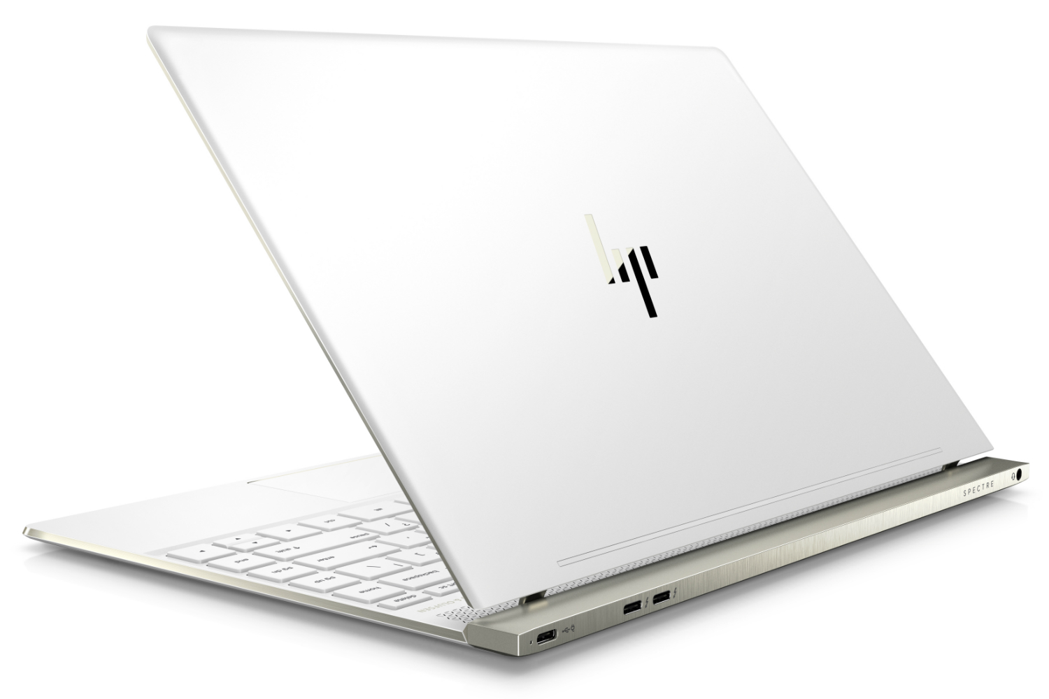 hp spectre line refresh quad core processors 13 laptop rear quarter ceramic white