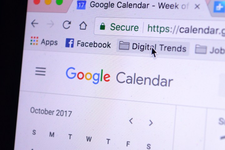 Google Calendar shown on a computer monitor.