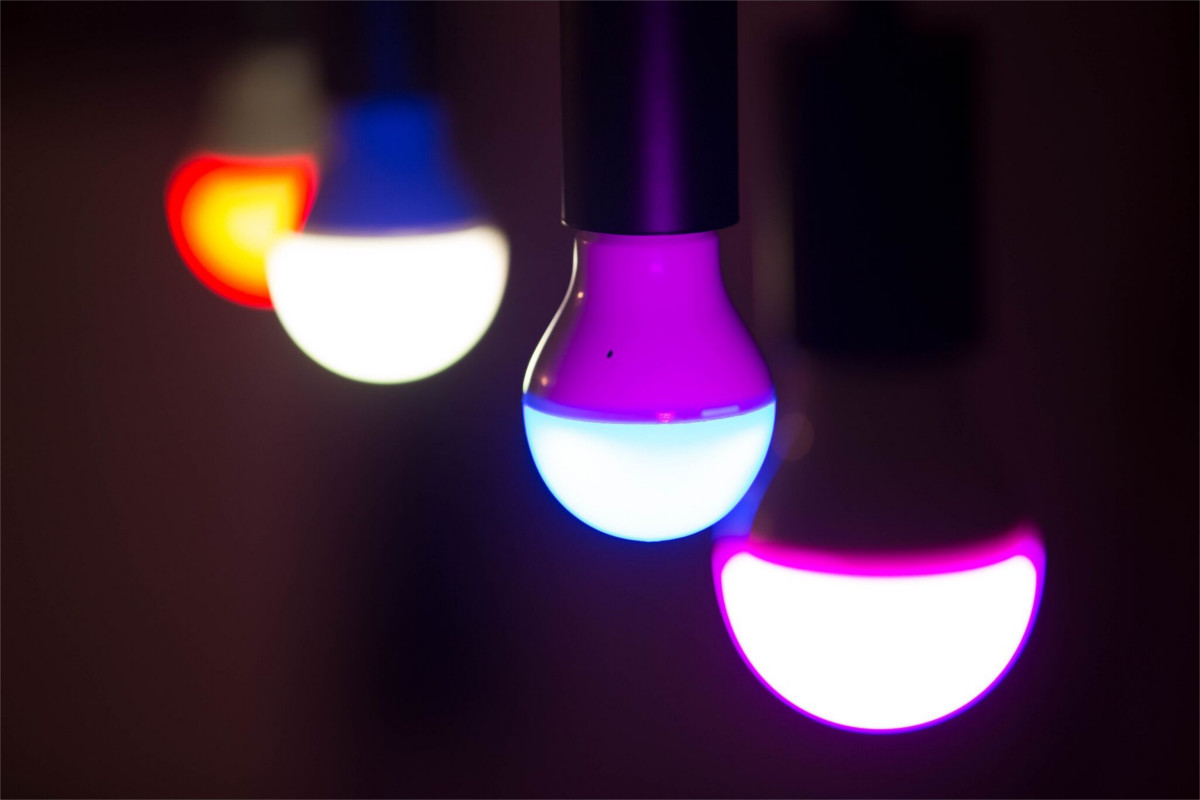 A set of Heelight smart bulbs.