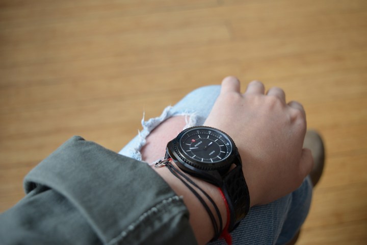 michele hybrid smartwatch review on wrist far