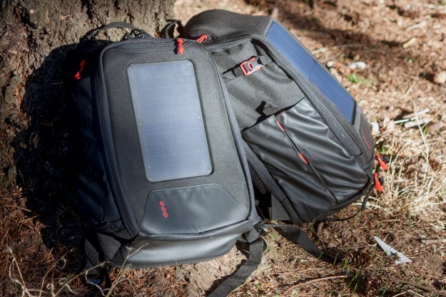 Voltaic OffGrid Solar backpack against tree