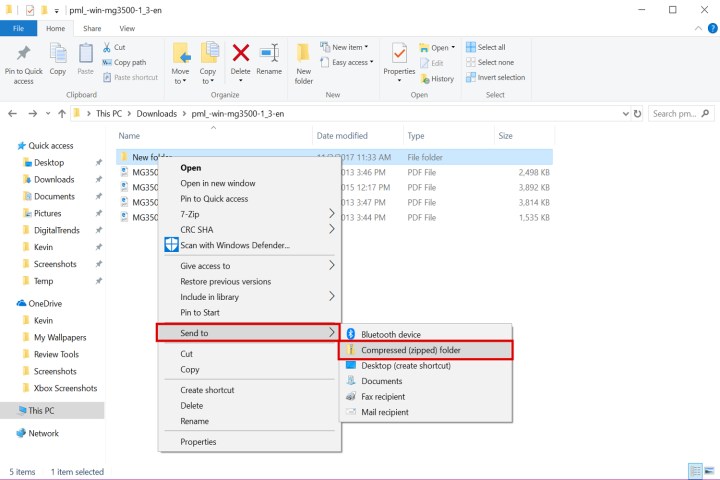 Как да цип на файл в Windows 10