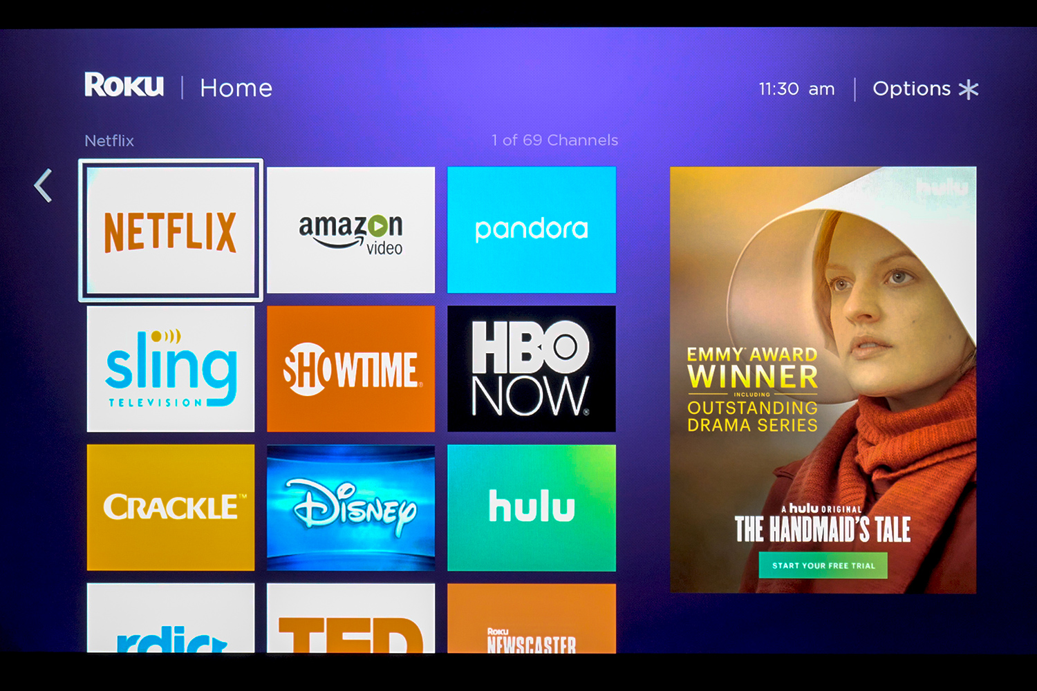 Roku Streaming Stick+ home screen