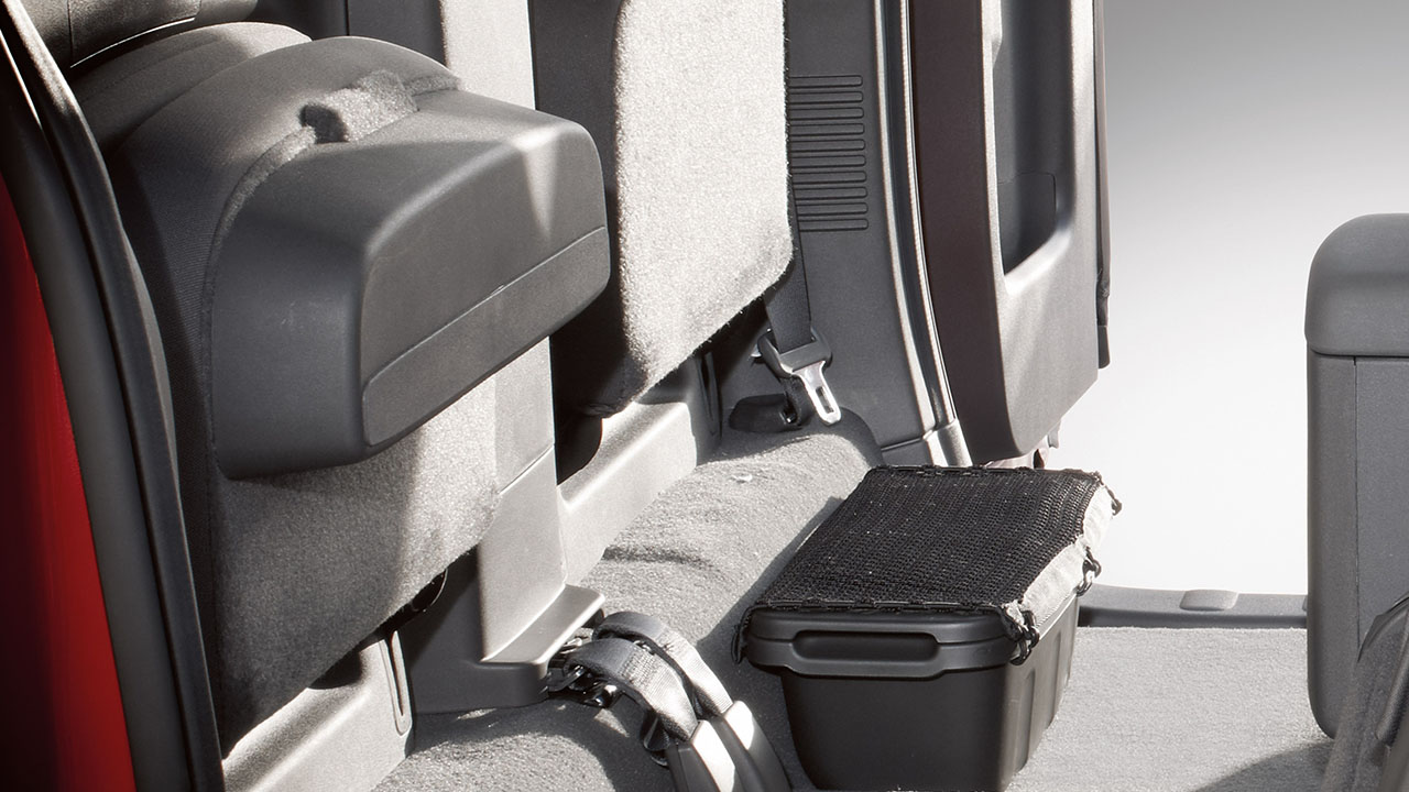 2018 Nissan Frontier King Cab underseat storage and flip-up rear seats