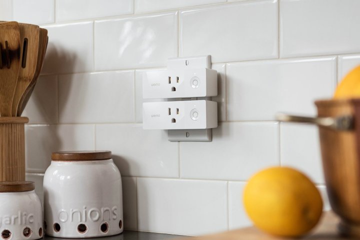 Wemo Mini Smart Plug near kitchen counter.