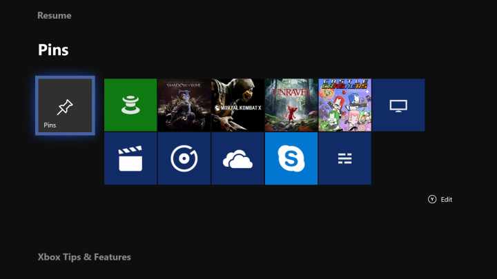 how to pin a game or app on xbox one pins