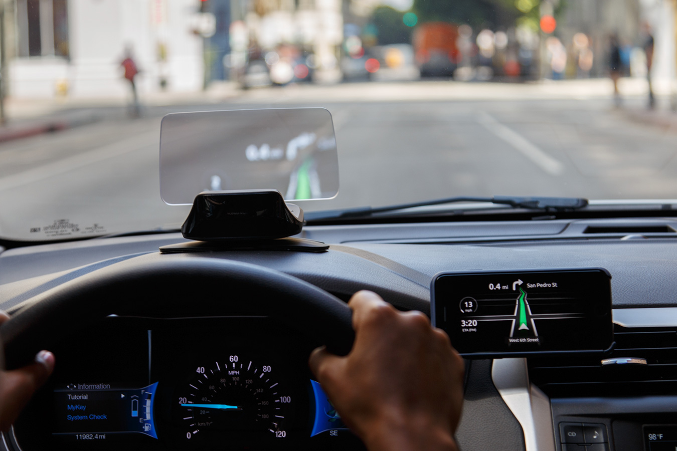 This heads-up display for your car comes equipped with 's Alexa