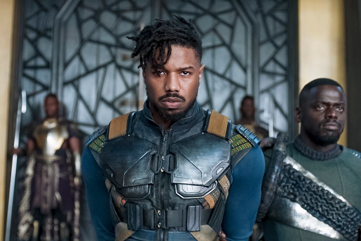 Michael B. Jordan being as Killmonger is lead away by guards in Black Panther (2018)