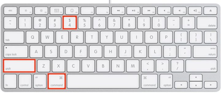 An Apple keyboard with certain keys highlighted.