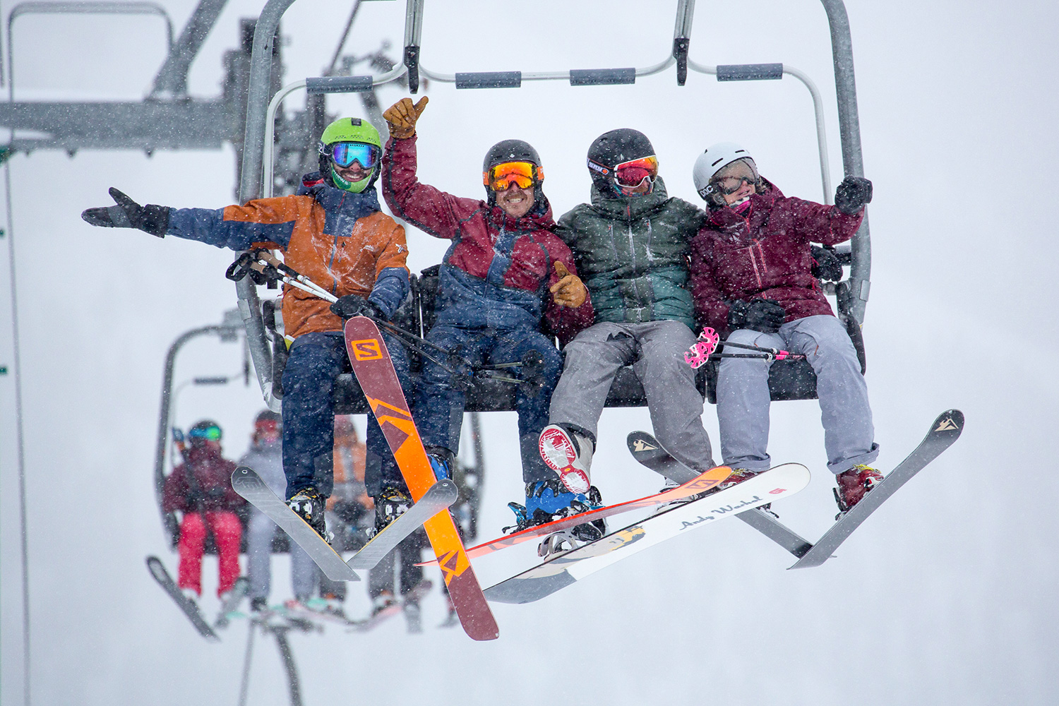 Columbia winter apparel Banff ski lift