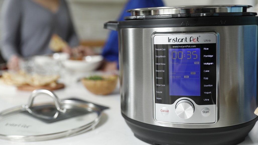 An Instant Pot on a kitchen counter.