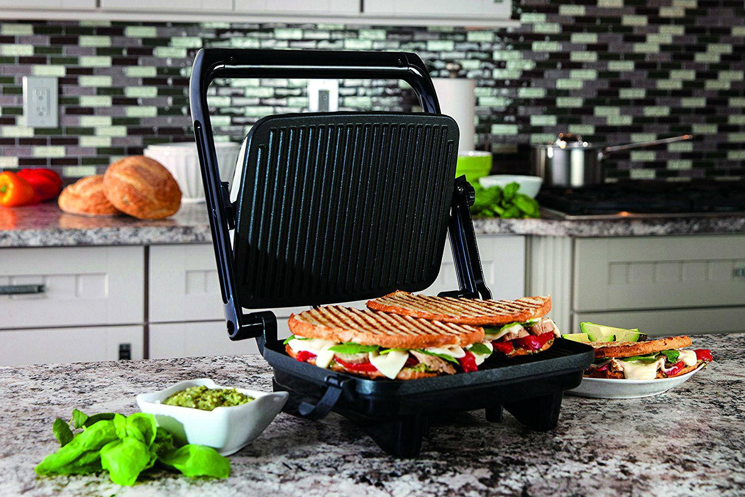 Oster Extra Large 2-in-1 Titanium Infused Panini Press/Indoor Countertop  Grill 