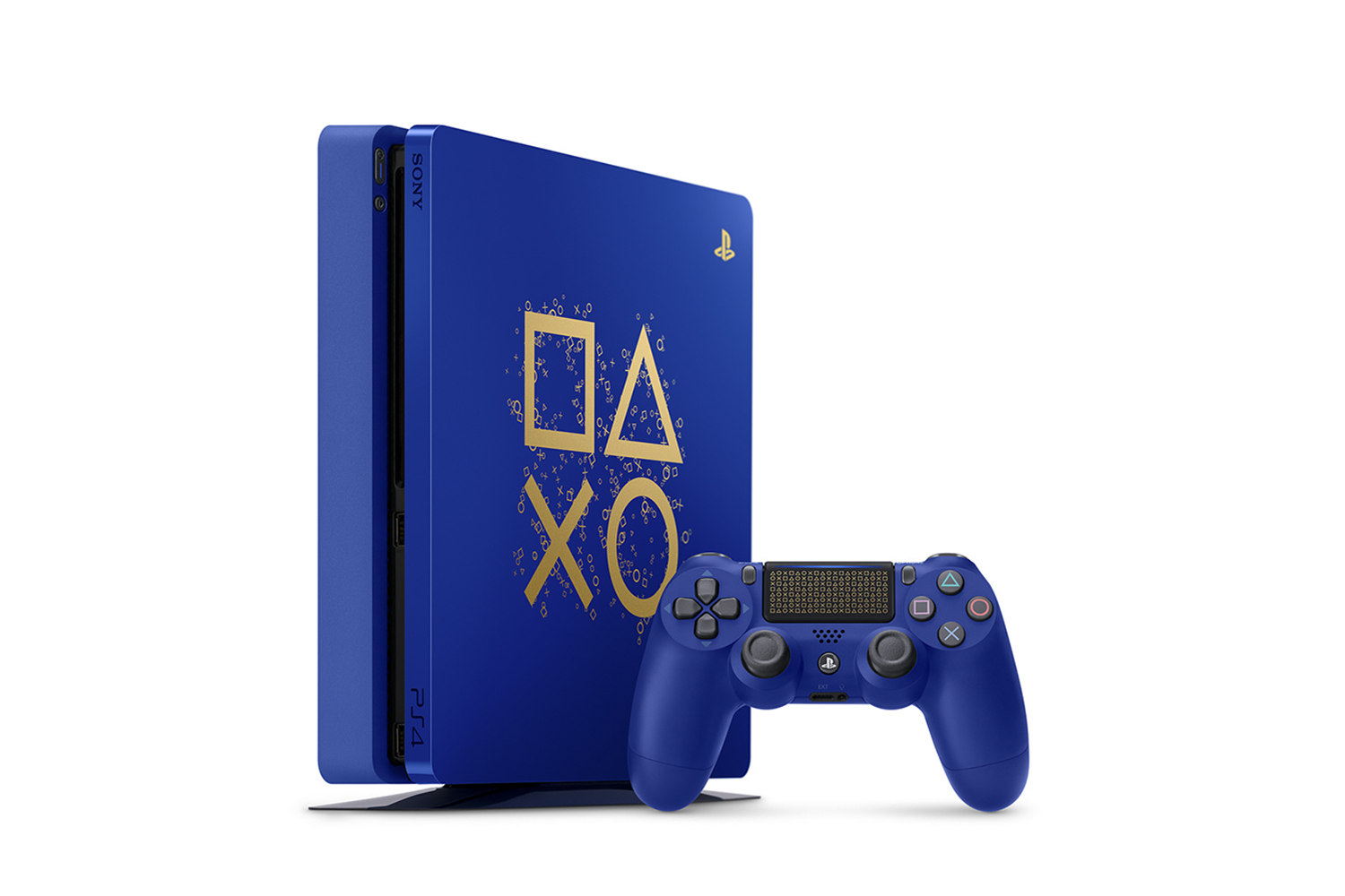 Playstation 4 Days of Play Limited Edition 1TB Slim Console with Extra Gold  Dualshock 4 Wireless Controller Bundle