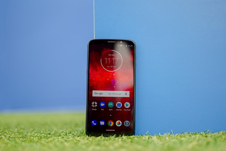 moto z3 play front against blue
