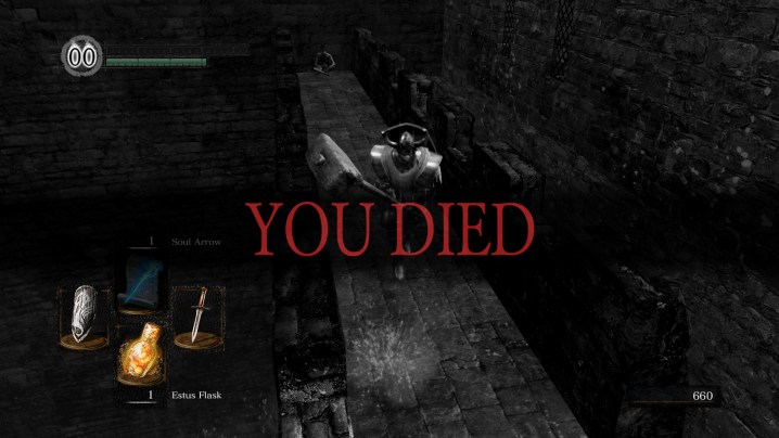 You Died screen in Dark Souls.