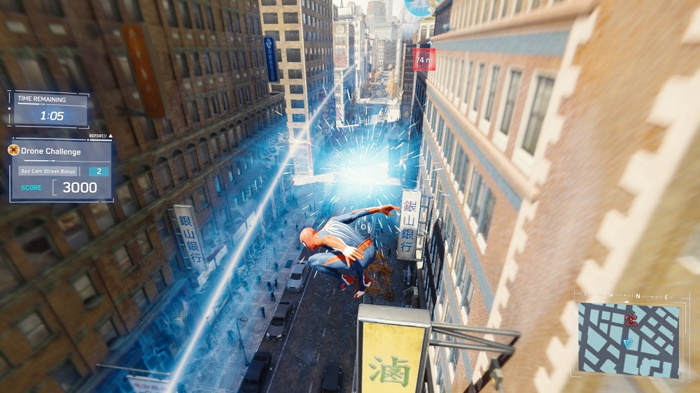 el hombre araña saltando de un cartel.