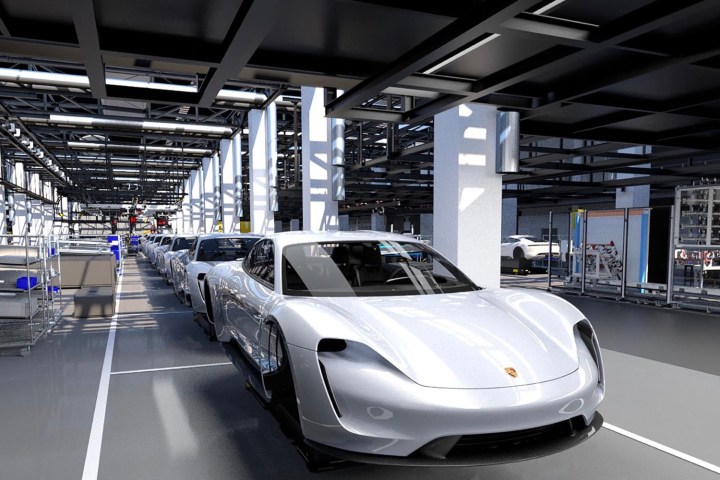 Porsche Taycan assembly line rendering