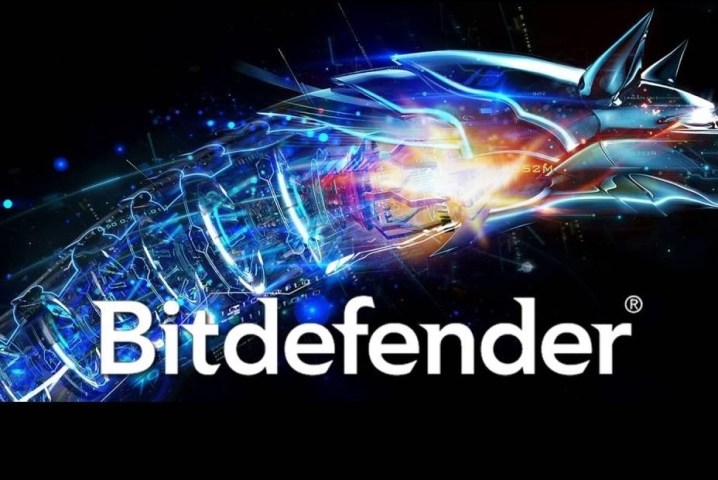 The BitDefender logo with glowing lights behind it to reflect its many features.