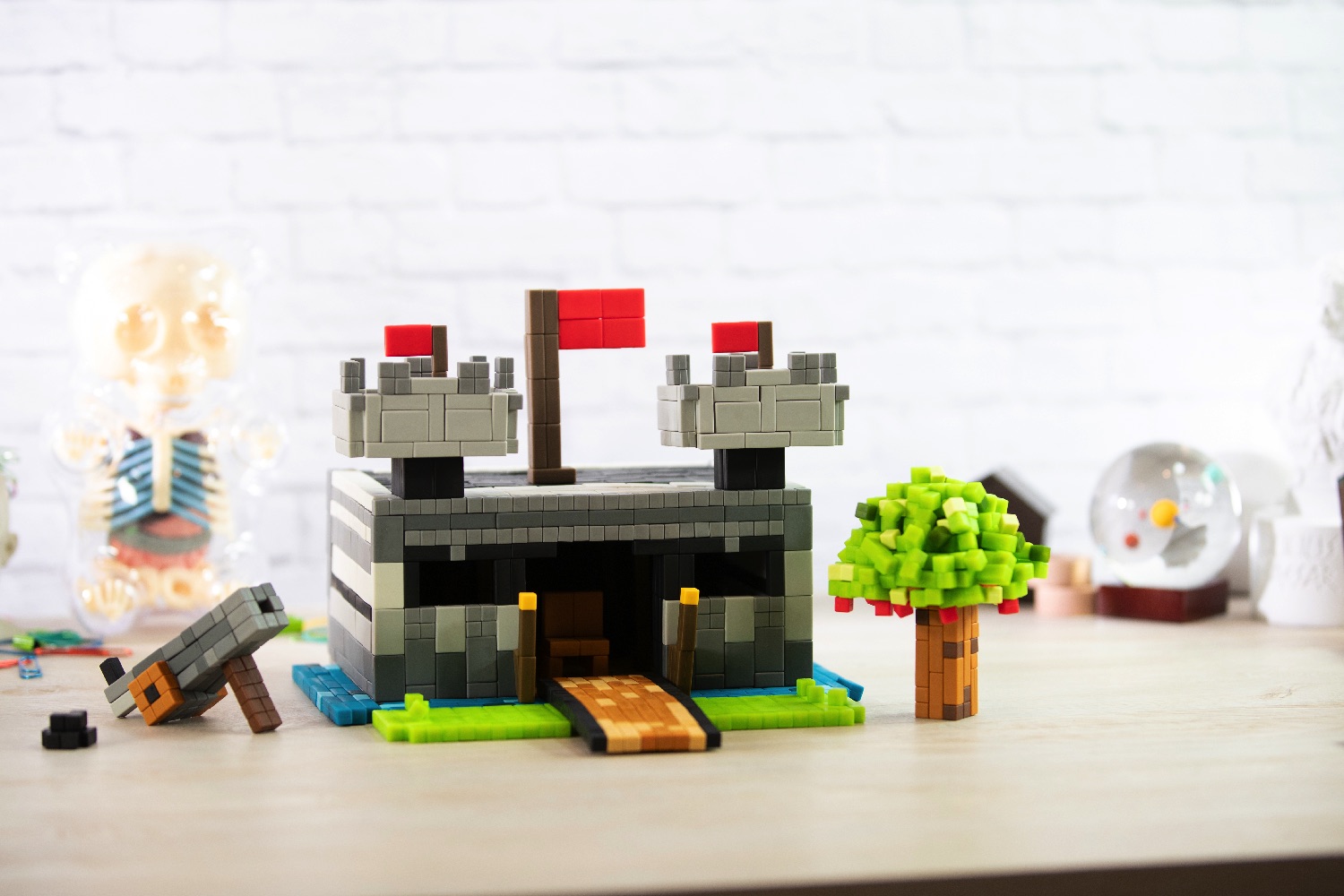 pixl lego bricks meet minecraft fidget cube kickstarter castle