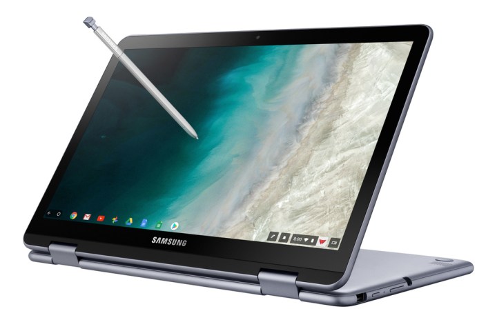 A stylus on the Samsung Chromebook Plus.
