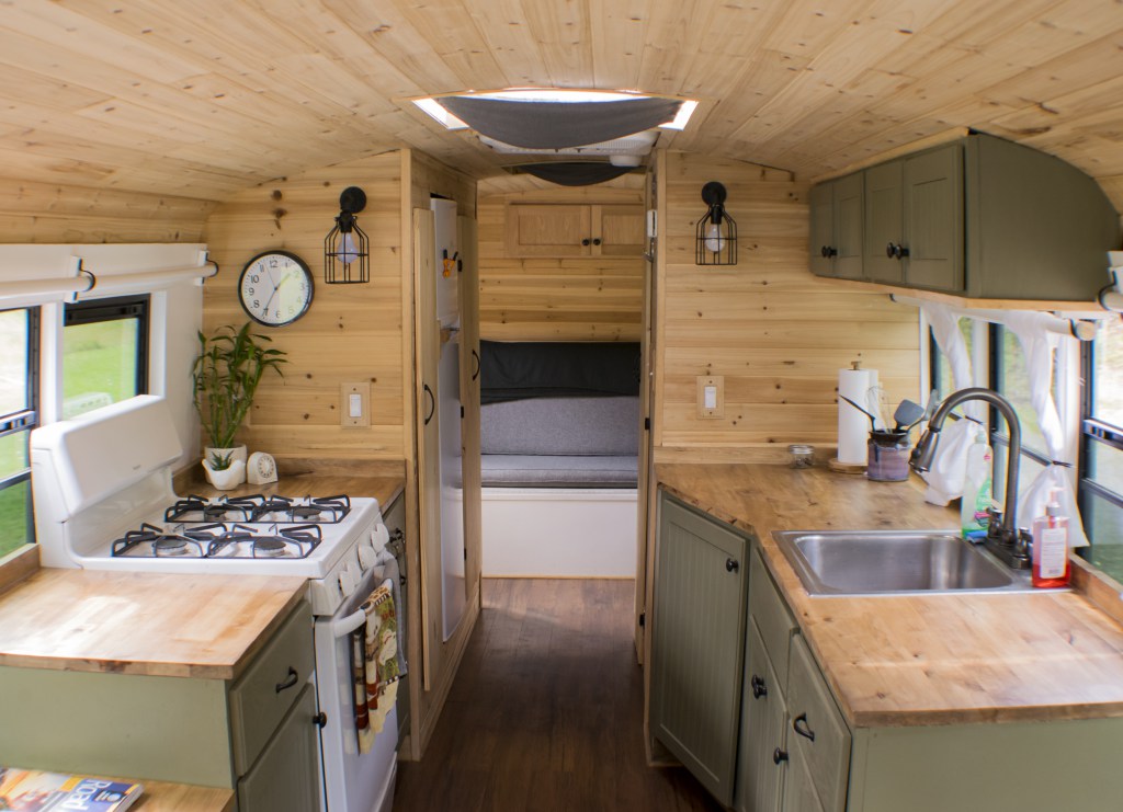 bus converted to solar powered tiny home on wheels nn 0244