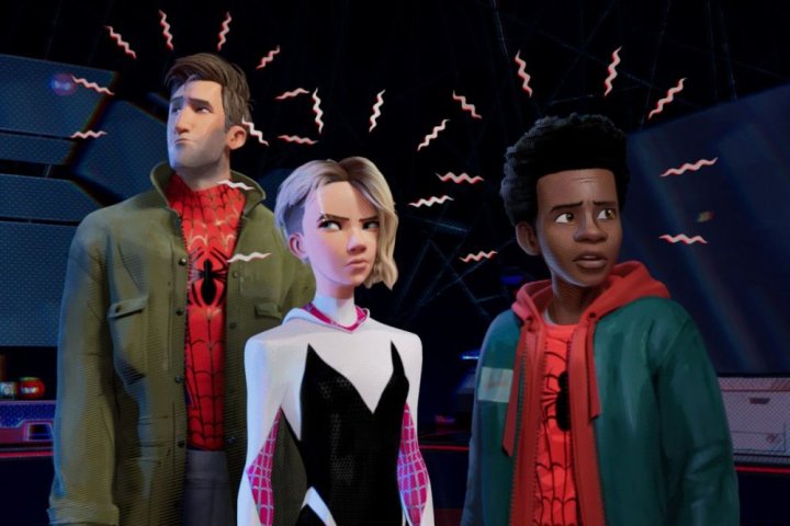 Spider-Men look ready for battle in Into the Spider-Verse.