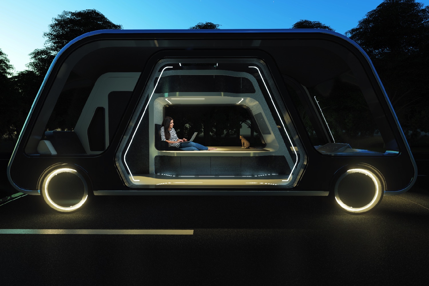 aprilli autonomous travel suite concept ats night view 2