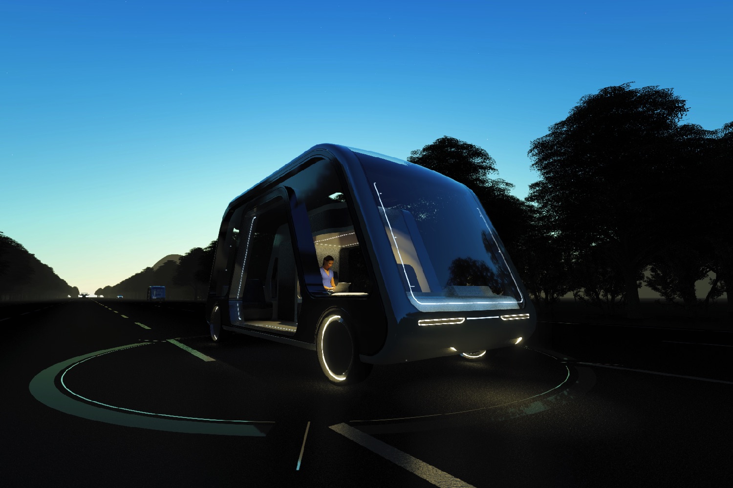 aprilli autonomous travel suite concept ats night view