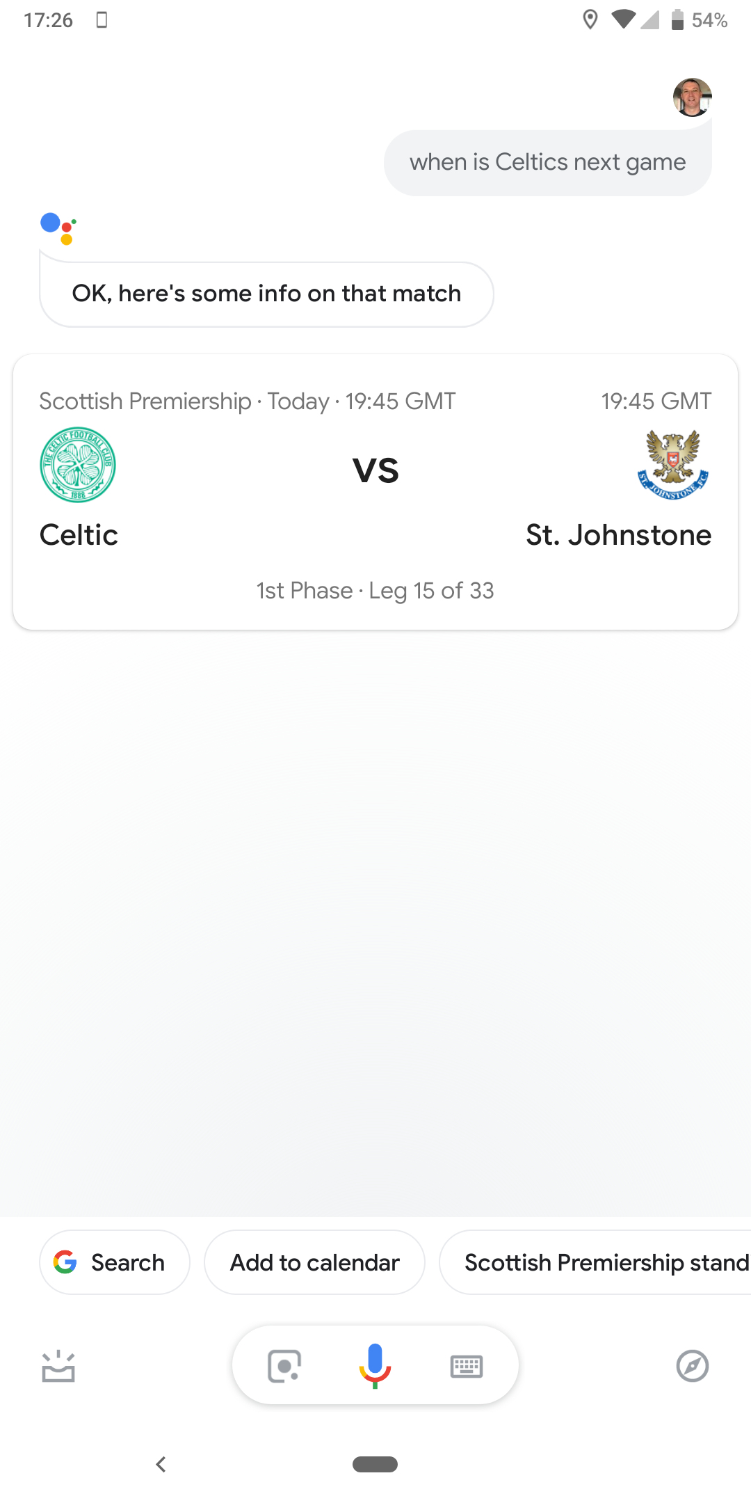 ok, google when is celtic's next game?
