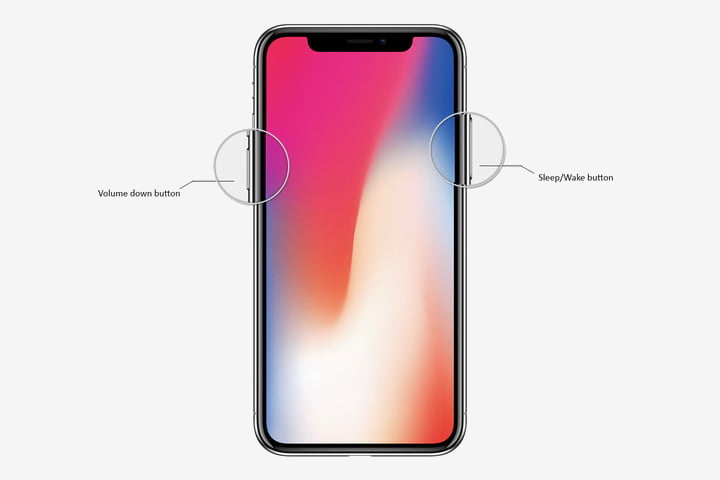 How to reset your iPhone with iPhone X and side buttons called out.