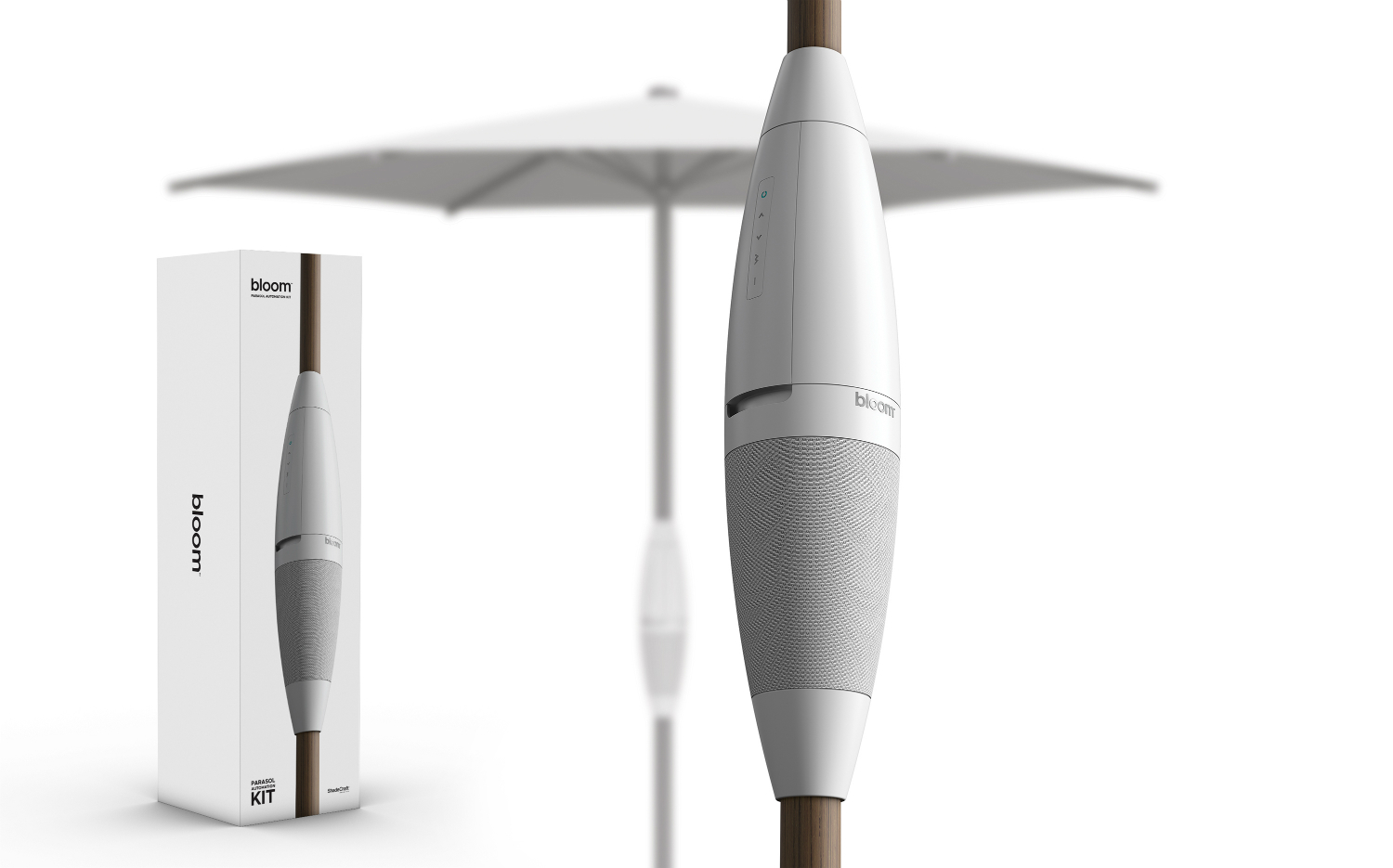 shadecrafts bloom amazon echo compatible smart umbrella shadecraft product with box