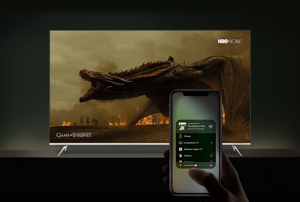 AirPlay 2 being used on a Vizio TV from an iPhone.