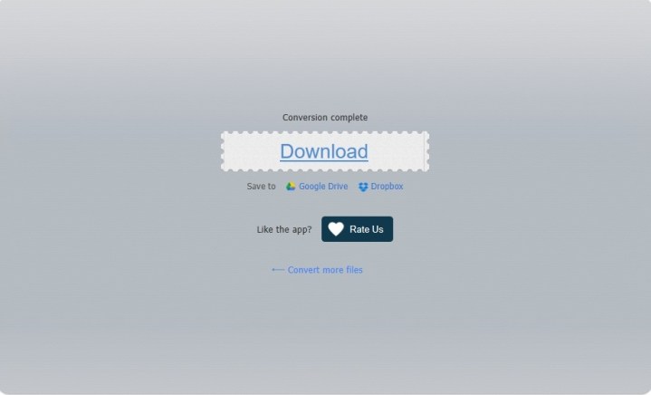 The Download button on the Online Audio Converter site.
