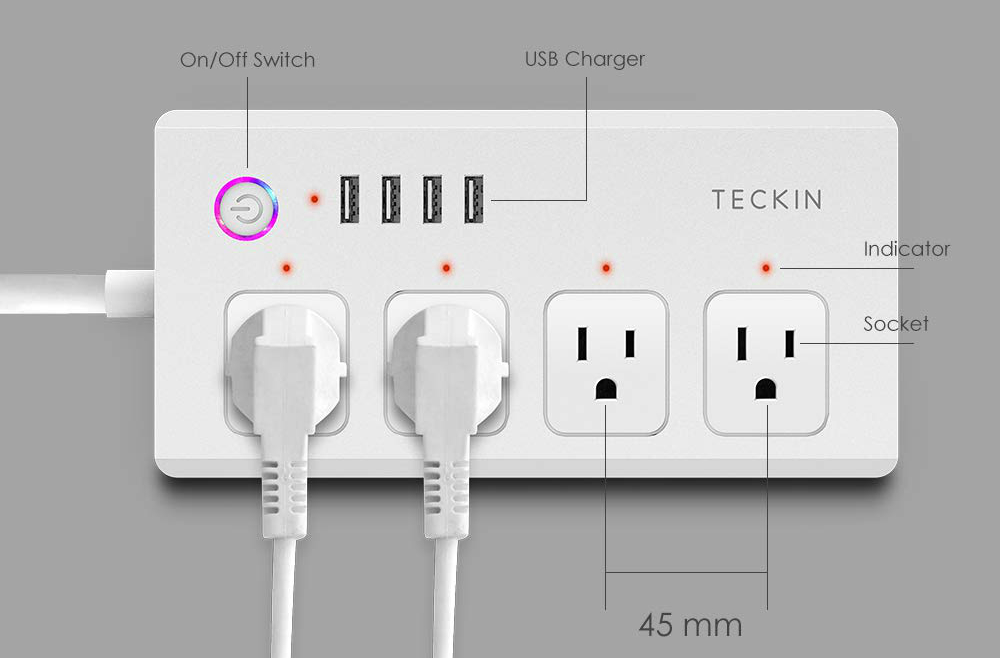 teckin smart power strip amazon echo google home deal wifi plug multiple outlet surge protector usb bar 6