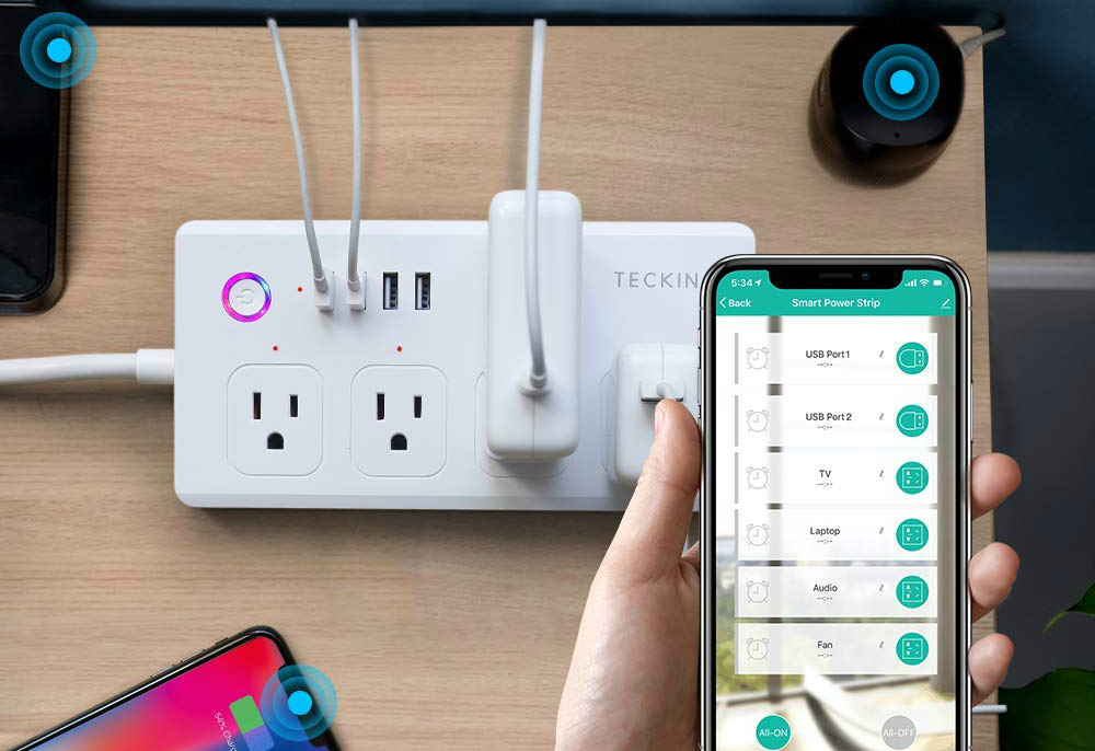 teckin smart power strip amazon echo google home deal wifi plug multiple outlet surge protector usb bar