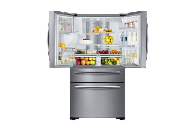 home depot chops samsung and lg french door fridge prices  21 9 cu ft family hub 4 smart refrigerator in stainless steel coun
