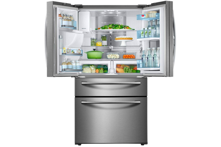 home depot chops samsung and lg french door fridge prices 22 4 cu f  food showcase refrigerator in stainless steel counter de