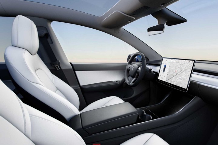 The interior of a Tesla Model Y.