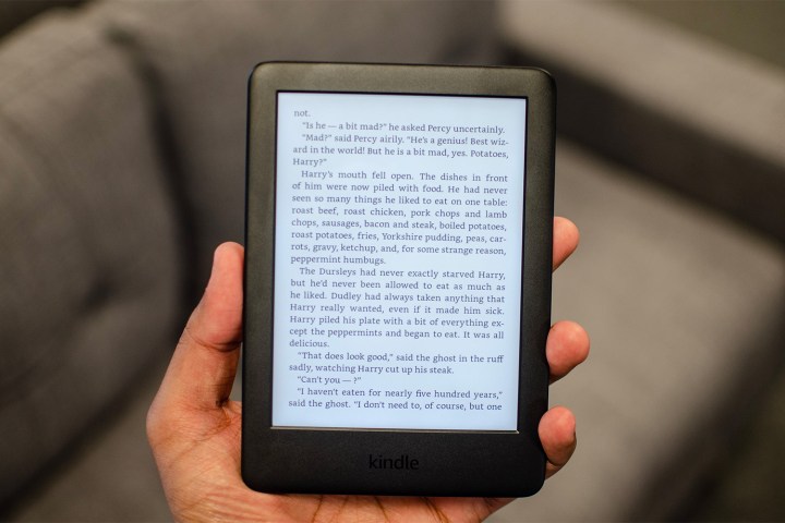 The 2019 Amazon Kindle in the hands of a reader.