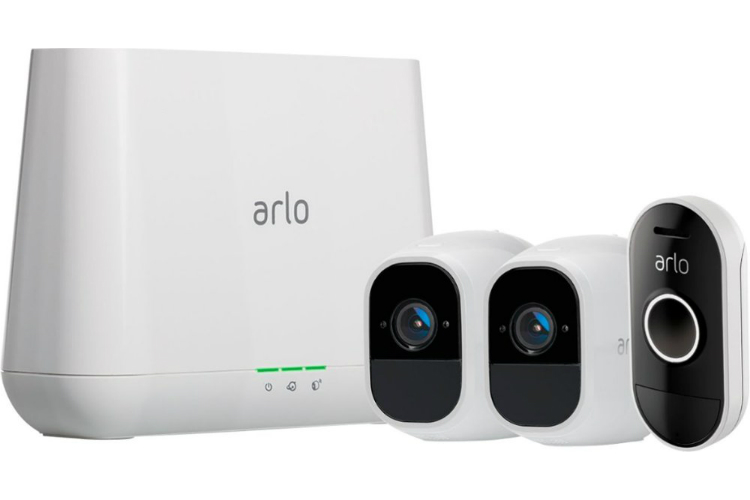 best buy arlo security camera spring deals  pro 2 pack with audio doorbell 750x500