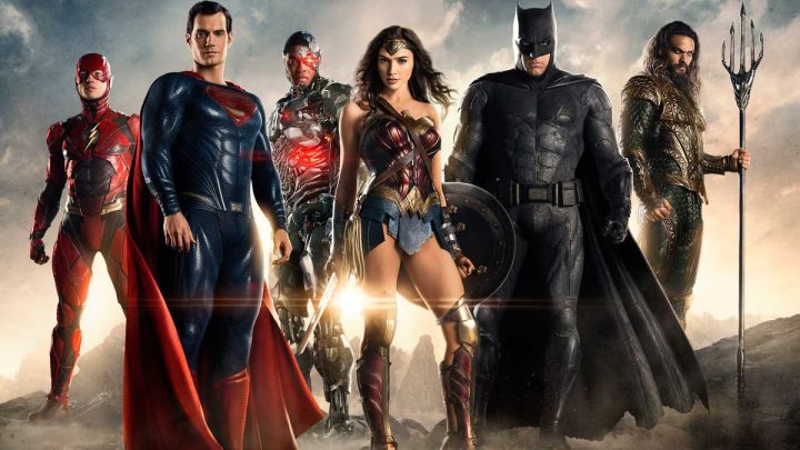 The DC Extended Universe's Justice League posing together.