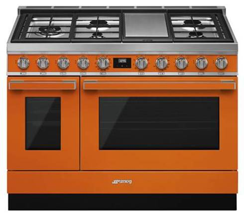 smeg portofino 5 burner kitchen range orange