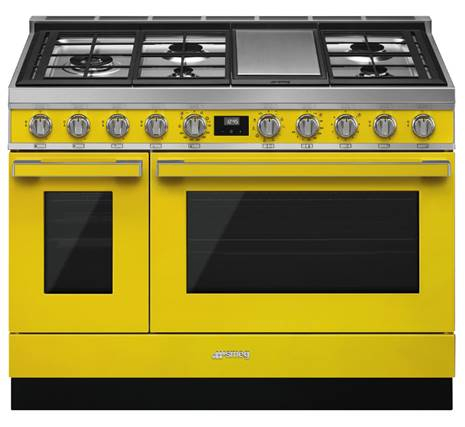 smeg portofino 5 burner kitchen range yellow